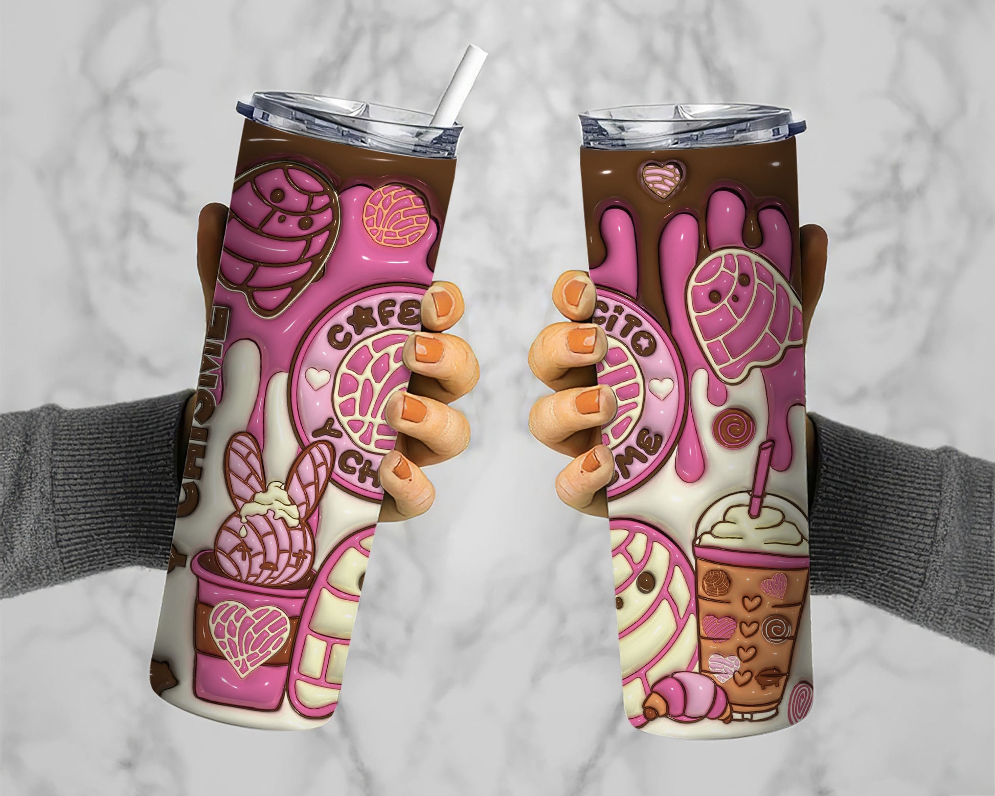 3D Spooky Conchas Inflated Tumbler Wrap, Mexican Pan Dulce Ghost Tumbler, Puffy Halloween Conchas Ghost Tumbler, Mexican Conchas, Pan Dulce - VartDigitals