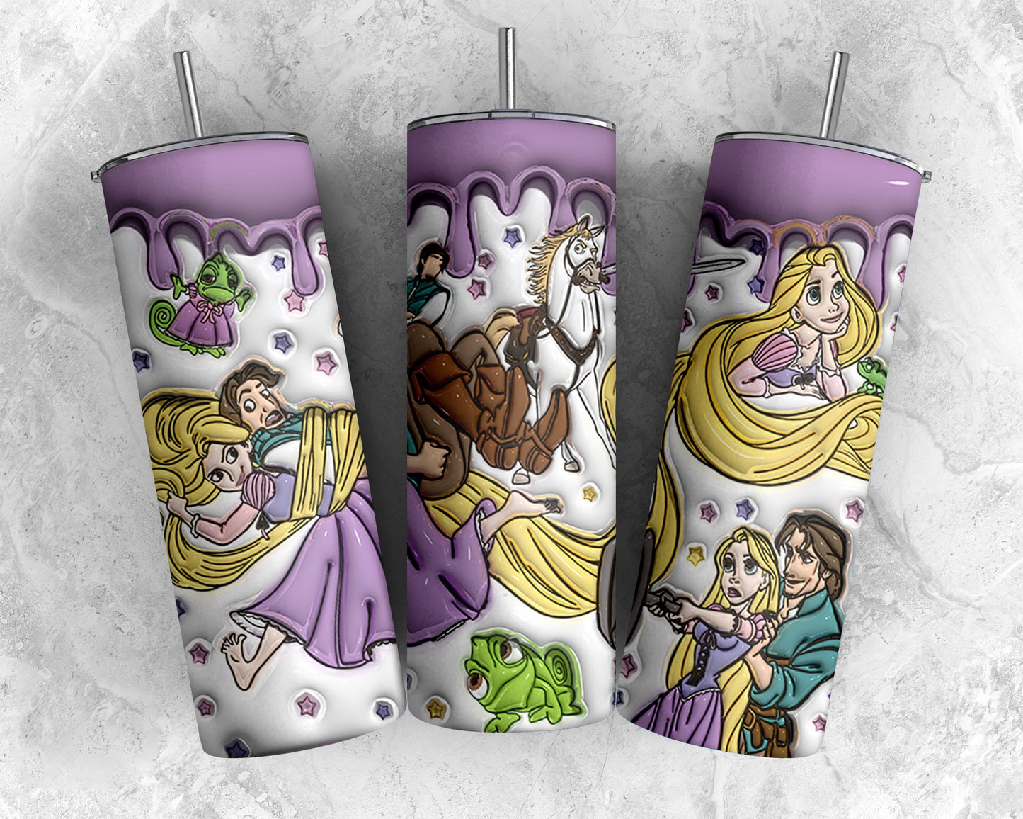 3D Inflated Princess Tumbler Wrap, Princess Sublimation, Inflated Cartoon Tumbler Png, The Little Mermaid,Princess Tumbler Png, Princess Png - VartDigitals