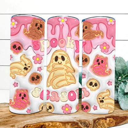 3D Spooky Conchas Inflated Tumbler Wrap, Mexican Pan Dulce Ghost, Puffy Halloween Conchas Ghost Tumbler Wrap, Mexican Conchas, Spooky Vibes - VartDigitals