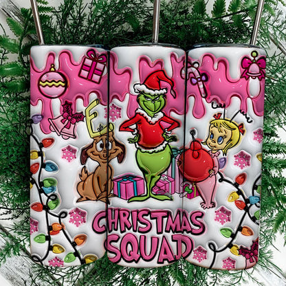 3D Inflated Pink Christmas Tumbler Wrap, 3D Christmas Inflated Tumbler Wrap, Christmas Vibes, Christmas Tumbler, Merry Grinchmas Png - VartDigitals