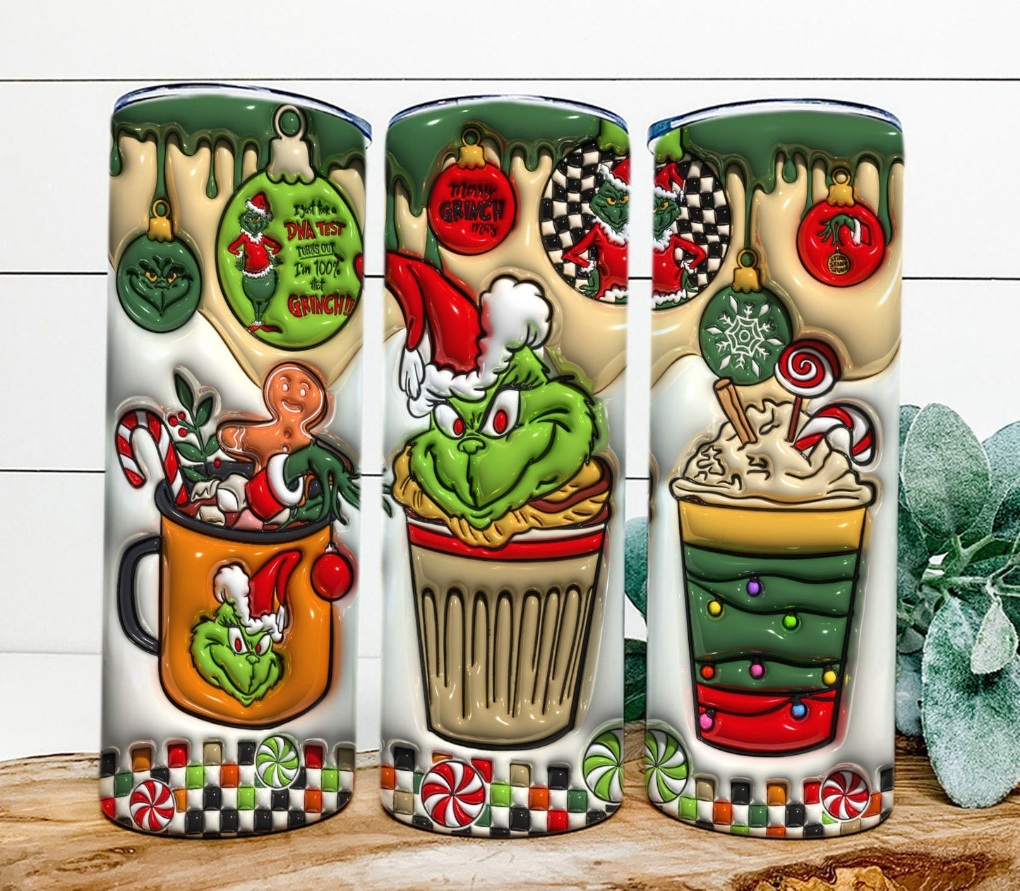 Inflated Christmas Tumbler, Merry Christmas,  3D Coffee Christmas Tumbler, Tumbler Wrap, Inflated Tumbler, 20oz Skinny Sublimation,3D Puffy - VartDigitals