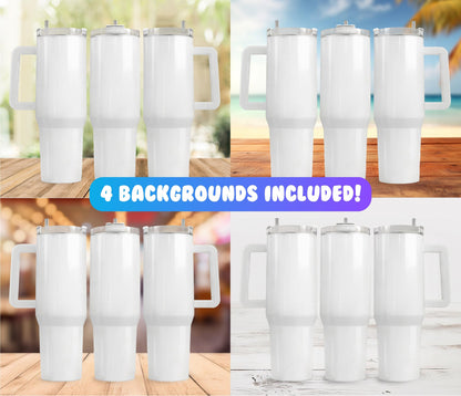 40 oz Tumbler Mockup  Add Your Own Background  40oz Quencher Mockup  PSD Smart Object Mockup  Full Wrap Mockup  4 Backgrounds Included - VartDigitals