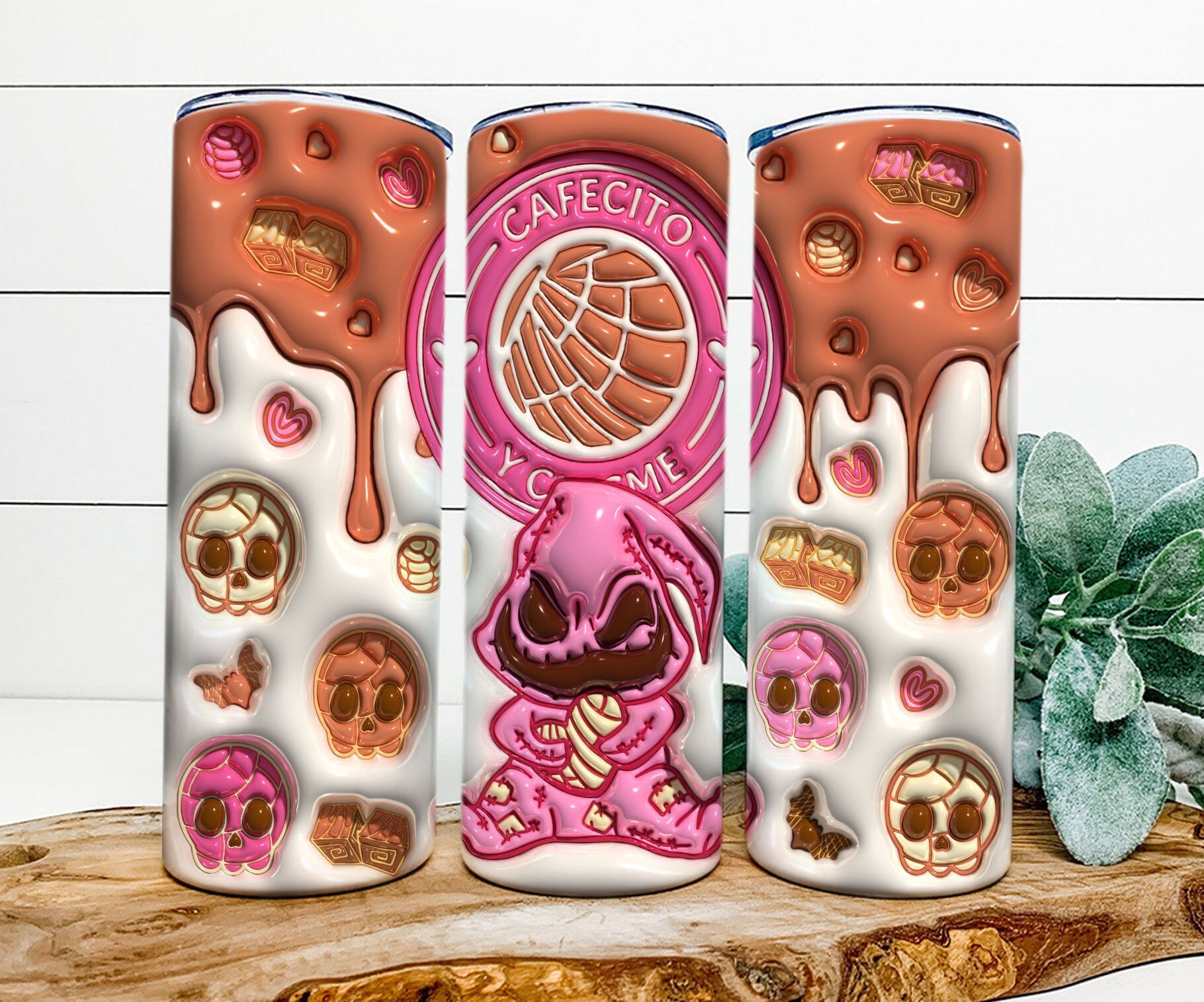 Inflated 3D Conchita Ghost Png, Cafecito Y chisme 20oz Tumbler, Spooky Conchas Tumbler, 20oz Tumbler,Mexican Pan Dulce PNG,Conchas Mexicanas - VartDigitals