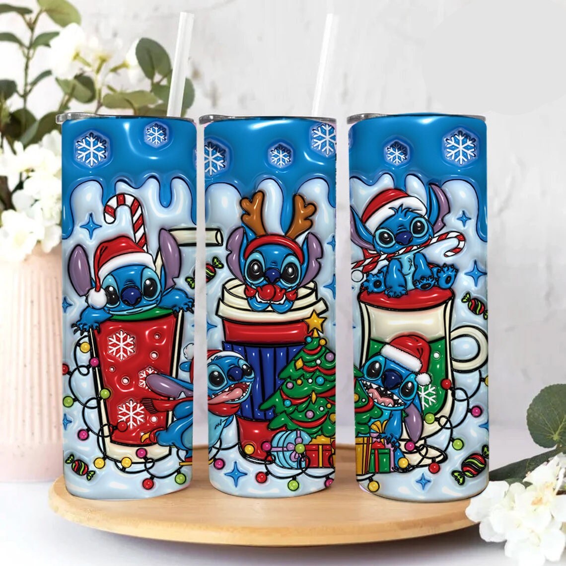 3D Inflated Christmas Tumbler Wrap, Inflated Cartoon Christmas Tumbler Wrap, Cartoon Christmas, 3D Tumbler Wrap, 20oz Skinny Tumbler Wrap - VartDigitals