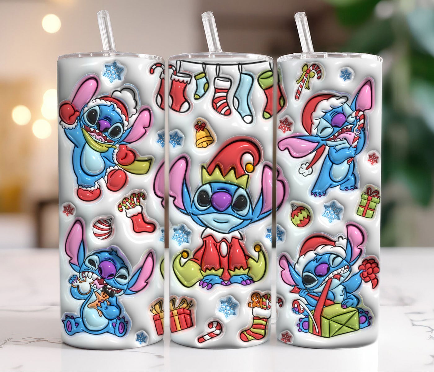 3D Inflated Christmas Tumbler, Inflated Cartoon Tumbler, 3D Puffy Christmas Tumbler, 3D Tumbler Wrap, 20oz Skinny Tumbler, Christmas Vibes - VartDigitals