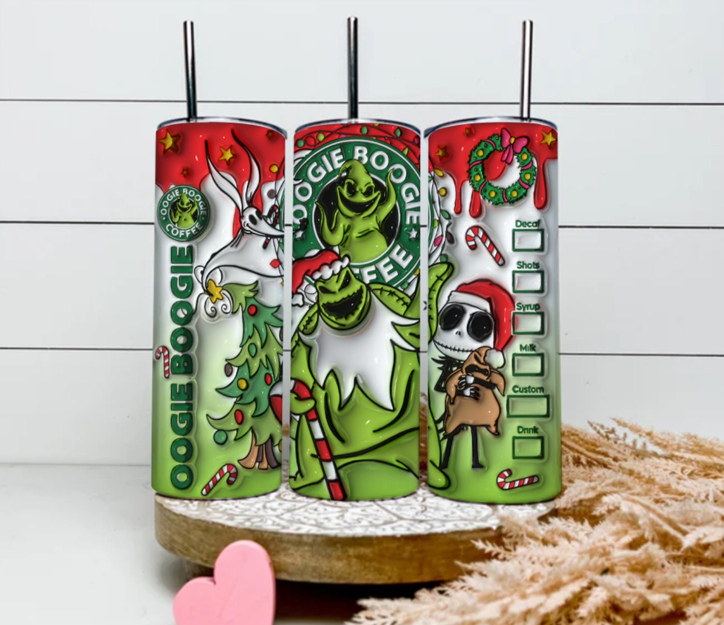 3D Inflated Cartoon Christmas Tumbler Design Png, 3D Christmas Vibes Tumbler Wrap, 20oz Sublimation, The Nightmare Before Christmas Wrap - VartDigitals