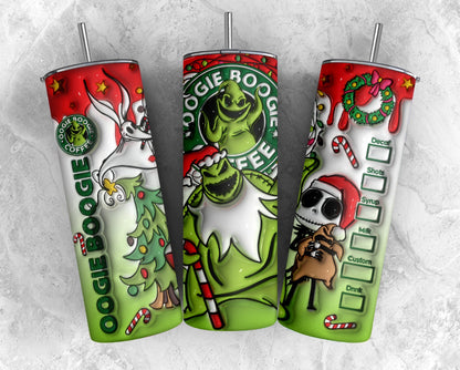 3D Inflated Cartoon Christmas Tumbler Design Png, 3D Christmas Vibes Tumbler Wrap, 20oz Sublimation, The Nightmare Before Christmas Wrap - VartDigitals