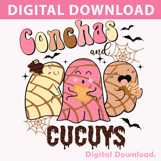 Conchas and Cucuys Mexican Ghost PNG, Spooky Conchas PNG, Pantasmas PNG, Cute Ghost Design, Concha Sublimation Design, Mexican Ghost Png - VartDigitals