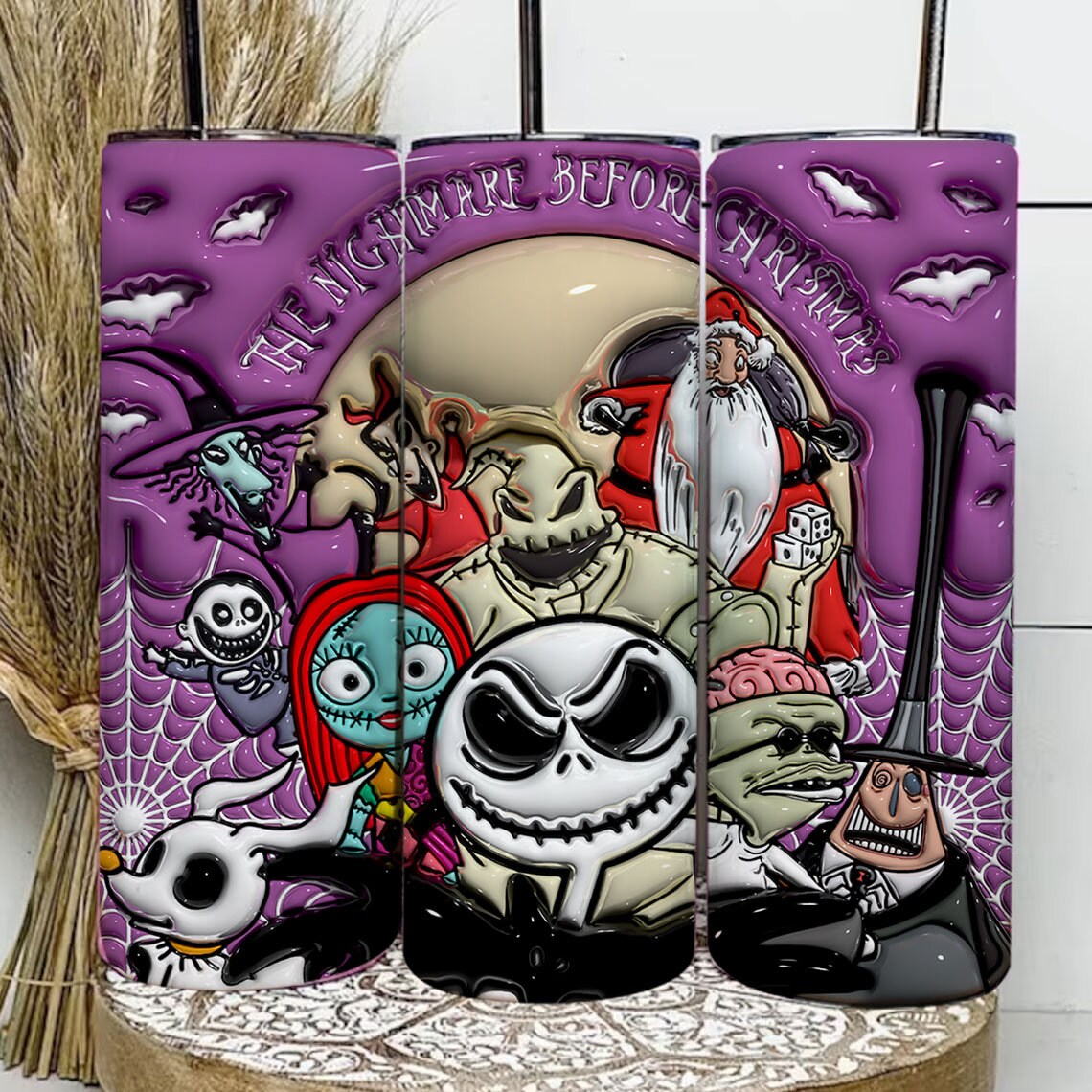 3D Inflated Halloween Tumbler Wrap, Cartoon Halloween Tumbler Png, The Nightmare Before Christmas 20oz Skinny Tumbler Wrap,  Jack Halloween - VartDigitals