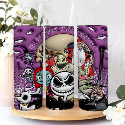 3D Inflated Halloween Tumbler Wrap, Cartoon Halloween Tumbler Png, The Nightmare Before Christmas 20oz Skinny Tumbler Wrap,  Jack Halloween - VartDigitals