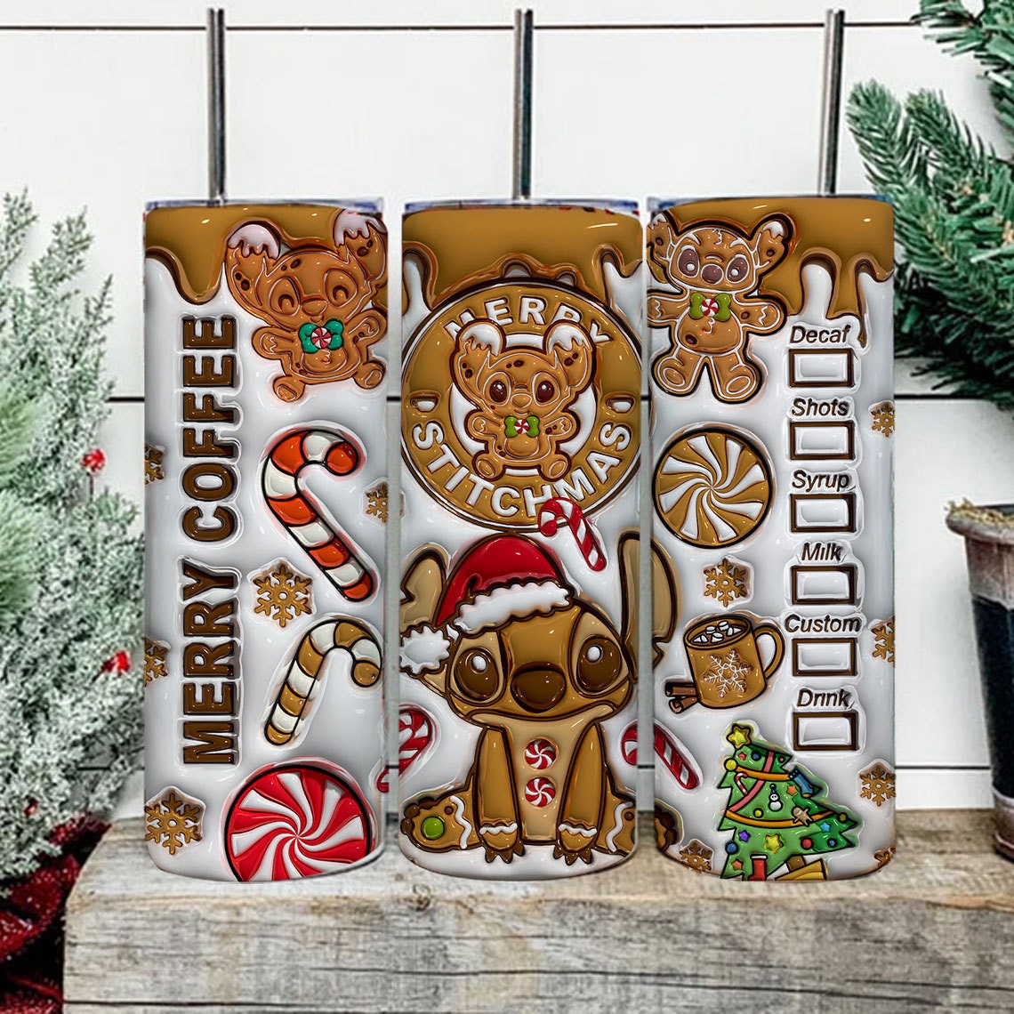 3D Inflated Christmas Tumbler Wrap, Cartoon Gingerbread Tumbler, 20 Oz Tumbler Wrap, Merry Christmas, Christmas Coffee, Merry Christmas, Png - VartDigitals