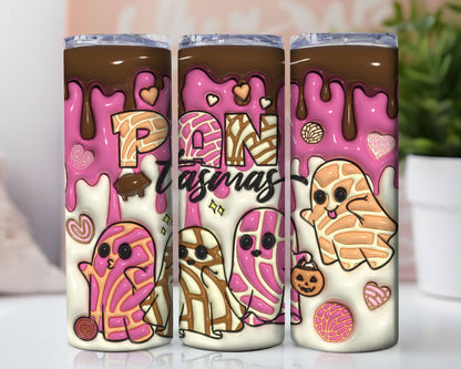 3D Spooky Conchas Inflated Tumbler Wrap, Mexican Pan Dulce Ghost Tumbler, Puffy Halloween Ghost Tumbler, Mexican Conchas, Pan Dulce - VartDigitals