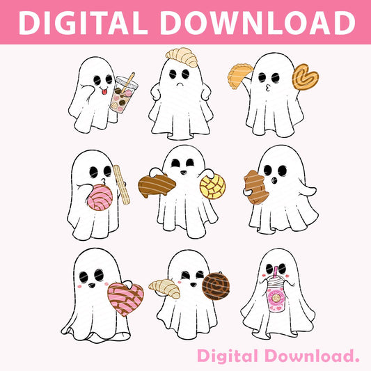 Spooky Conchas PNG Bundle, Mexican Conchas Ghost, Halloween Png, Halloween Conchas Bundle Png, Mexican Ghost PNG, Dia de Muertos - VartDigitals