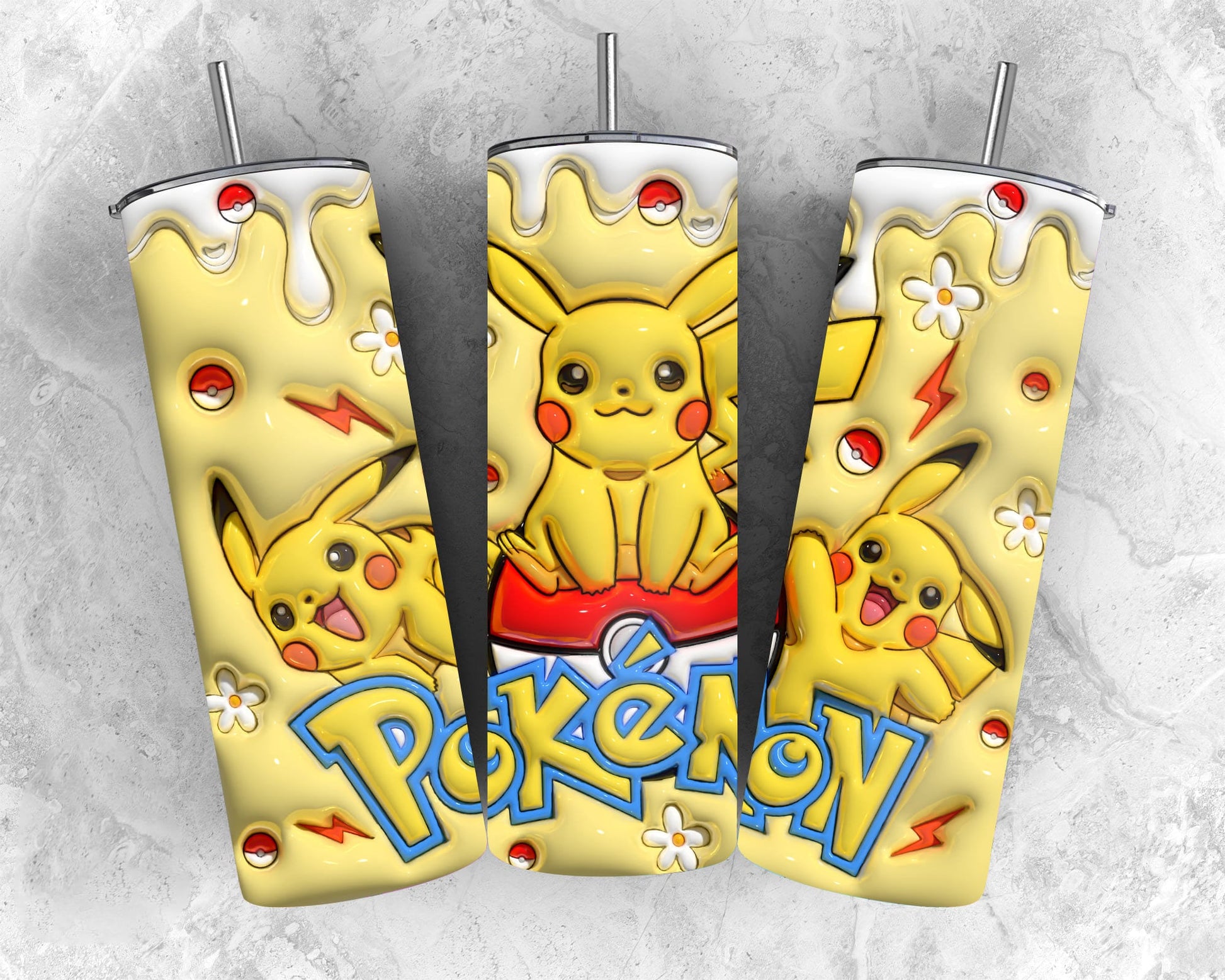 Inflated 3D Cartoon Poke Tumbler PNG, 3D Tumbler Design, Anime Cartoon Sublimation, 3D Digital Game Tumbler, 3D Kids Movie Tumbler Wrap 20oz 2 - VartDigitals