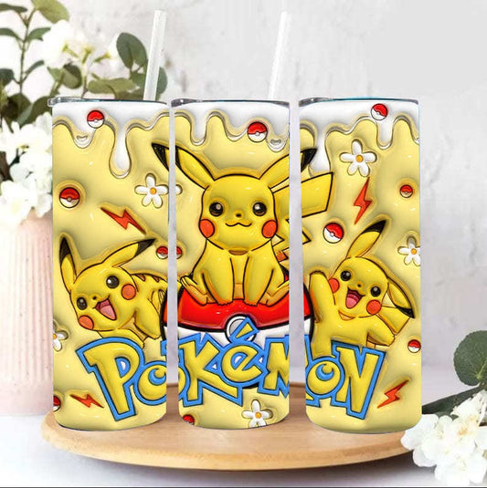 Inflated 3D Cartoon Poke Tumbler PNG, 3D Tumbler Design, Anime Cartoon Sublimation, 3D Digital Game Tumbler, 3D Kids Movie Tumbler Wrap 20oz 2 - VartDigitals