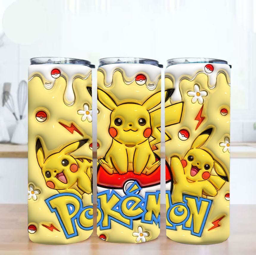 Inflated 3D Cartoon Poke Tumbler PNG, 3D Tumbler Design, Anime Cartoon Sublimation, 3D Digital Game Tumbler, 3D Kids Movie Tumbler Wrap 20oz 2 - VartDigitals