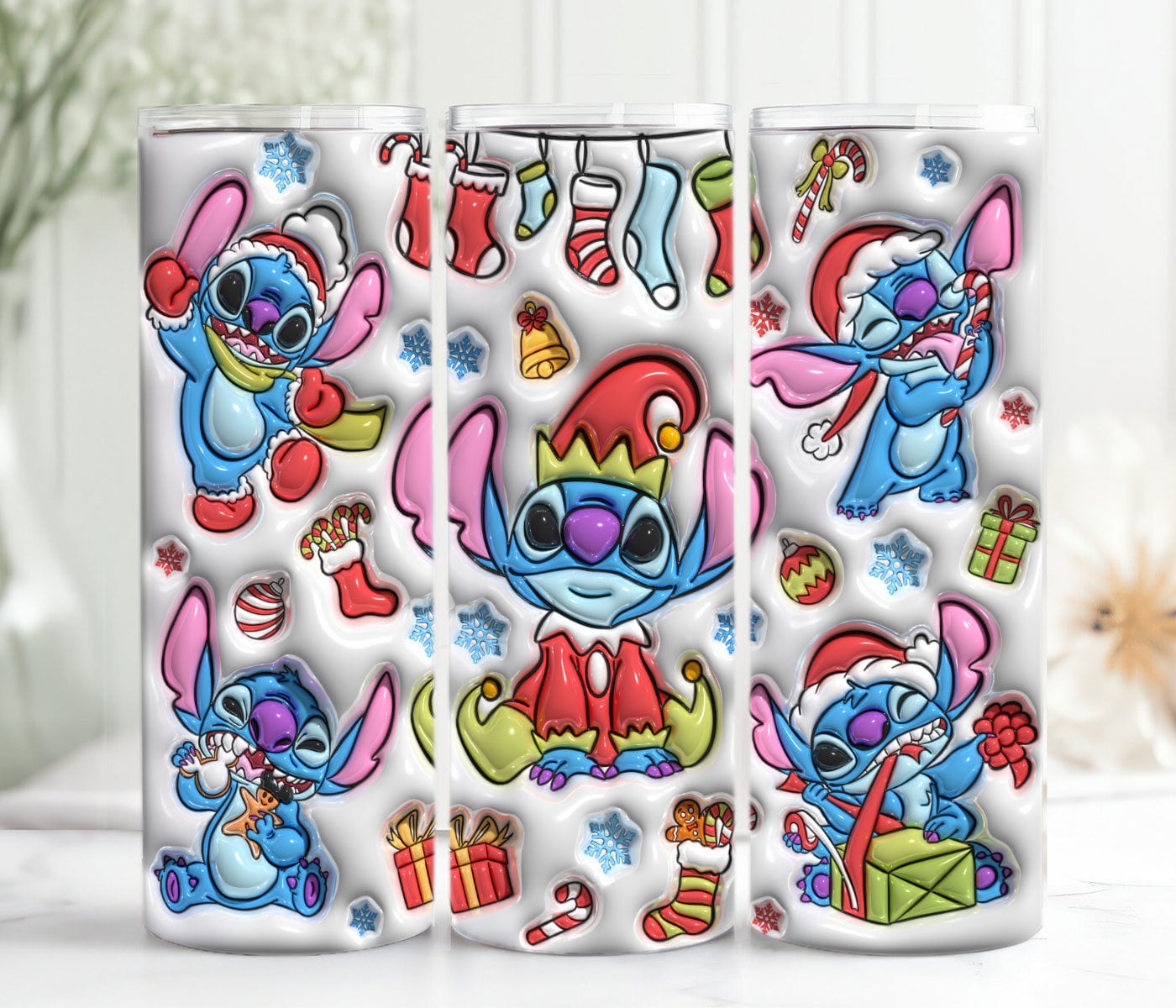 3D Inflated Christmas Tumbler, Inflated Cartoon Tumbler, 3D Puffy Christmas Tumbler, 3D Tumbler Wrap, 20oz Skinny Tumbler, Christmas Vibes - VartDigitals