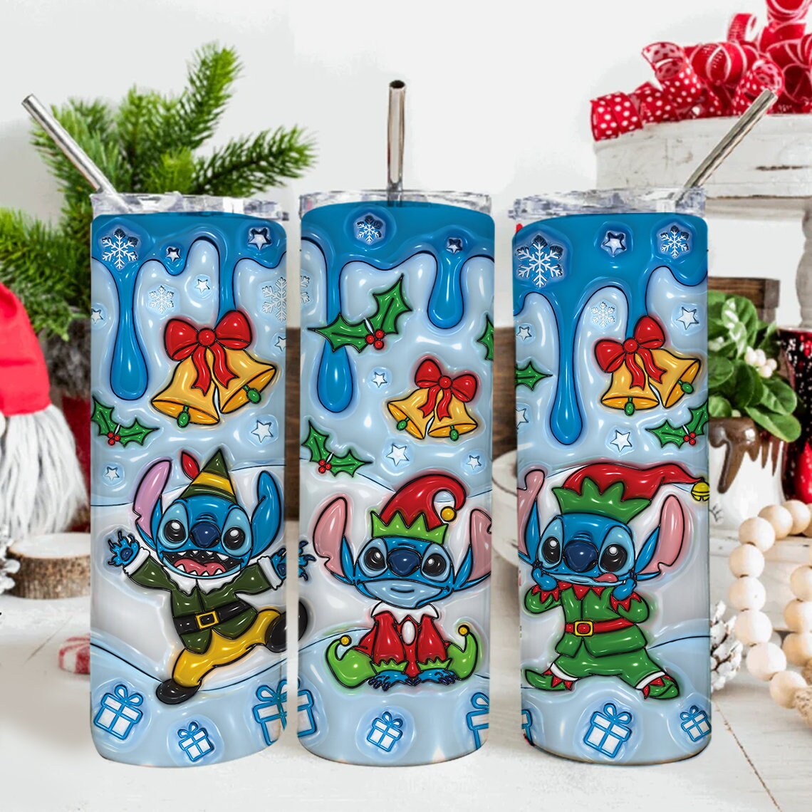 3D Inflated Cartoon Christmas Tumbler Wrap, Tis The Season Design Download PNG, 20 Oz Digital Tumbler Wrap, Merry Christmas, Xmas Vibes - VartDigitals