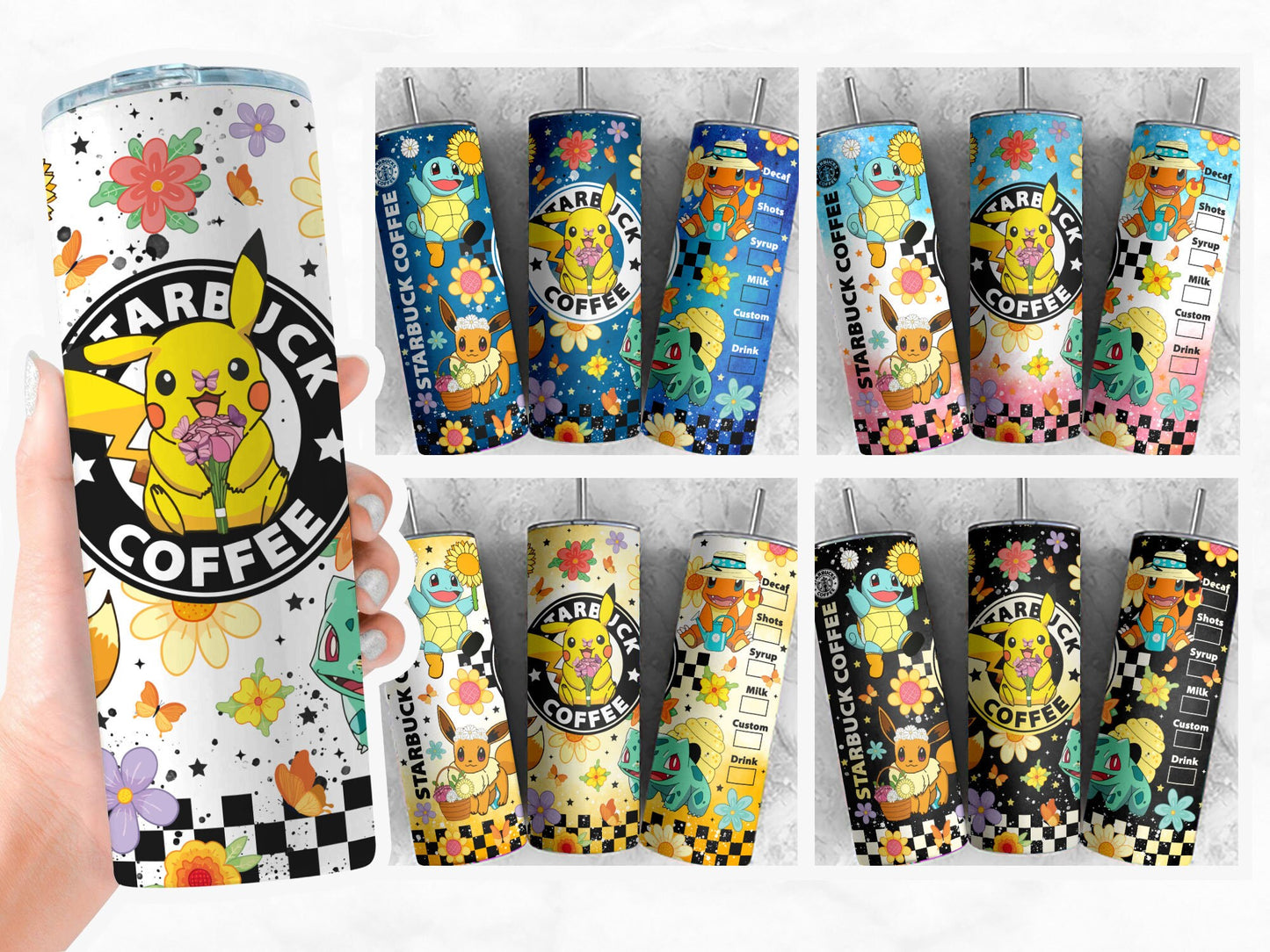 Cartoon Poke Tumbler Bundle PNG, 20oz Tumbler Design, 20oz Skinny Tumbler,Anime Cartoon Sublimation,Digital Game Tumbler, Kids Movie Tumbler - VartDigitals