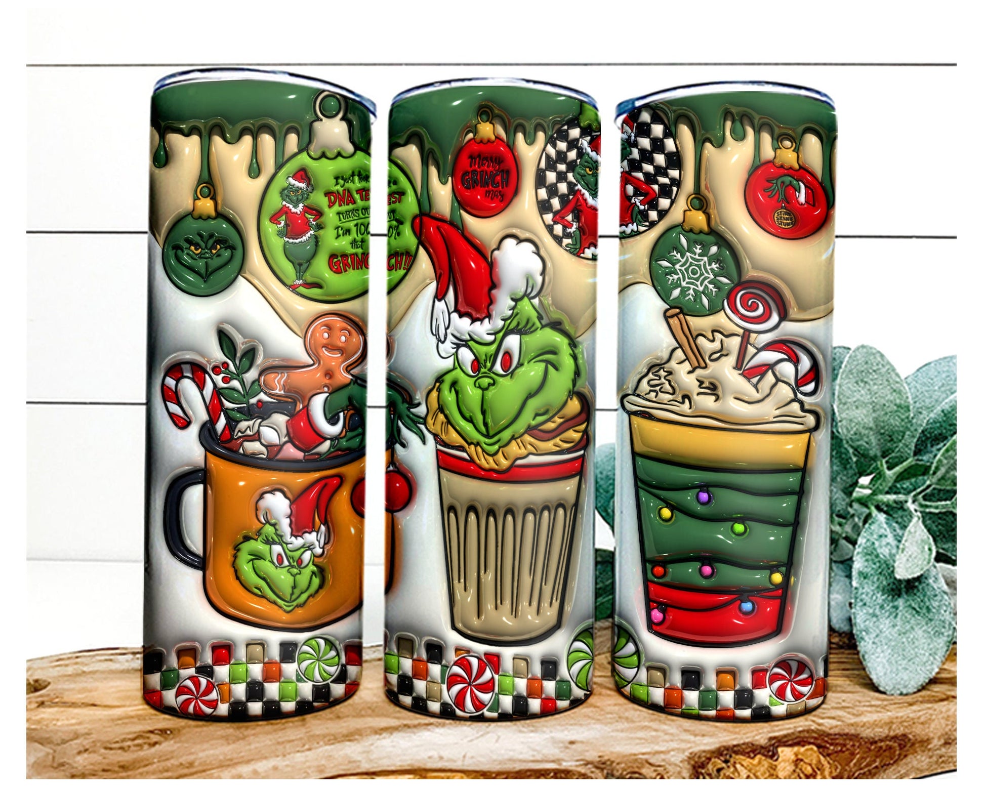 Bundle Inflated Christmas Tumbler,Merry Christmas, 3D Inflated Tumbler, Stink Stank Stunk, 3D Tumbler Wrap,20oz Skinny Tumbler,Christmas Png - VartDigitals