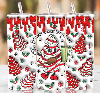 3D Christmas Tree Cake Inflated Tumbler Wrap, Out Here Lookin Like A Snack Inflated Tumbler Wrap, Boojee Belt Bag Xmas tree Cake Puffy - VartDigitals