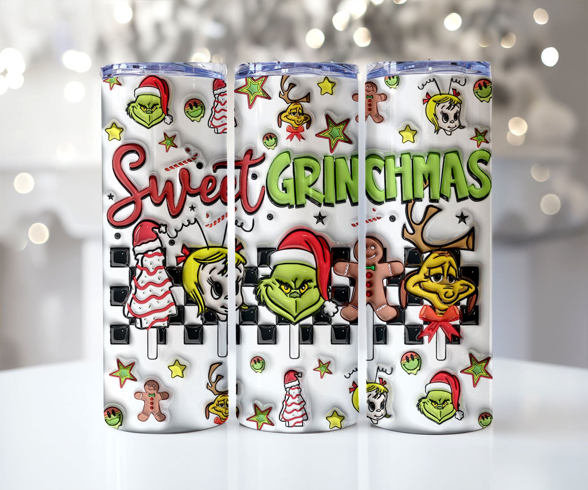 25 Designs 3D Christmas Tumbler Sublimation, 20oz Skinny Tumbler Bundle Wrap, Cartoon Funny Christmas Design Tumbler PNG Bundle Digital - VartDigitals