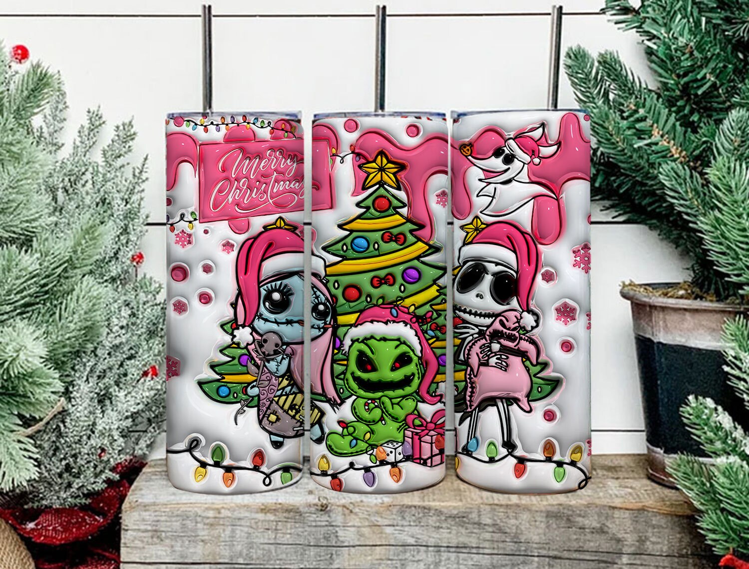 Inflated 3D Cartoon Nightmare Tumbler PNG, 3D Tumbler Design, Christmas Sublimation, 3D Christmas Movie Tumbler, 3D Movie Tumbler Wrap - VartDigitals