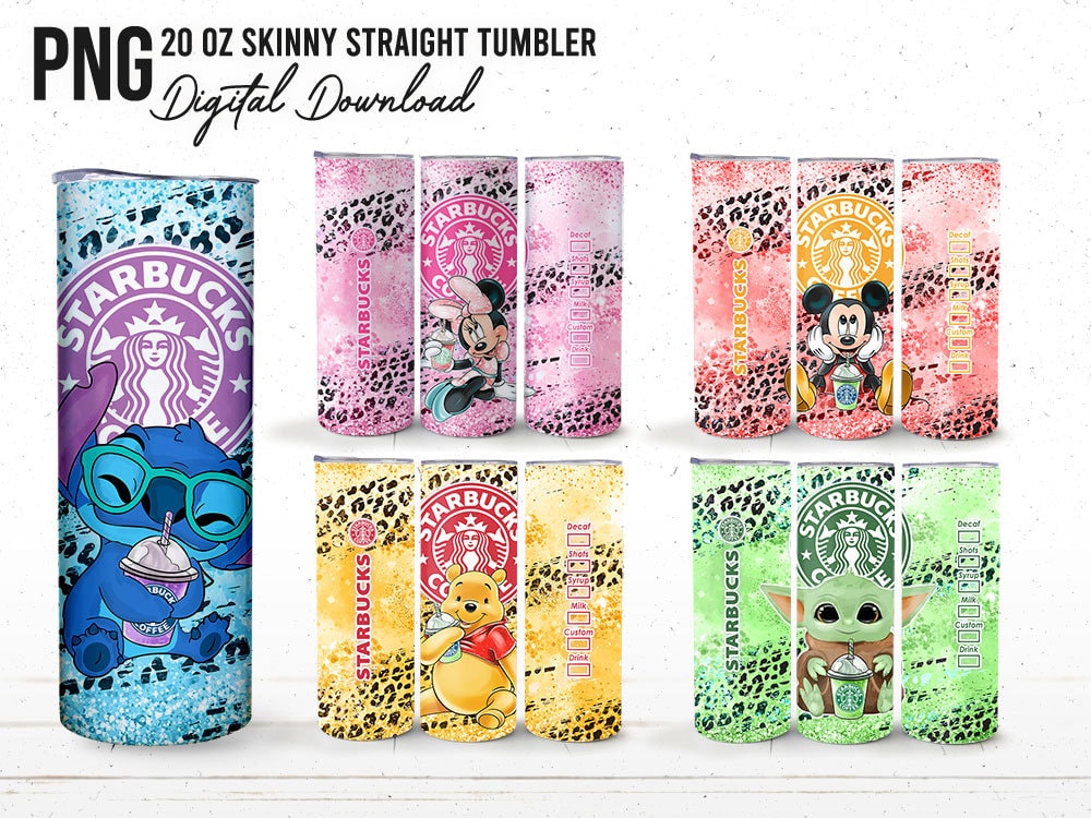 Bundle Cartoon Coffee Tumbler Wrap, 20oz Skinny Tumbler, Cartoon Bear Tumbler Wrap, 20oz Tumbler Wrap, PNG Instant Download,Tumbler Wrap PNG - VartDigitals