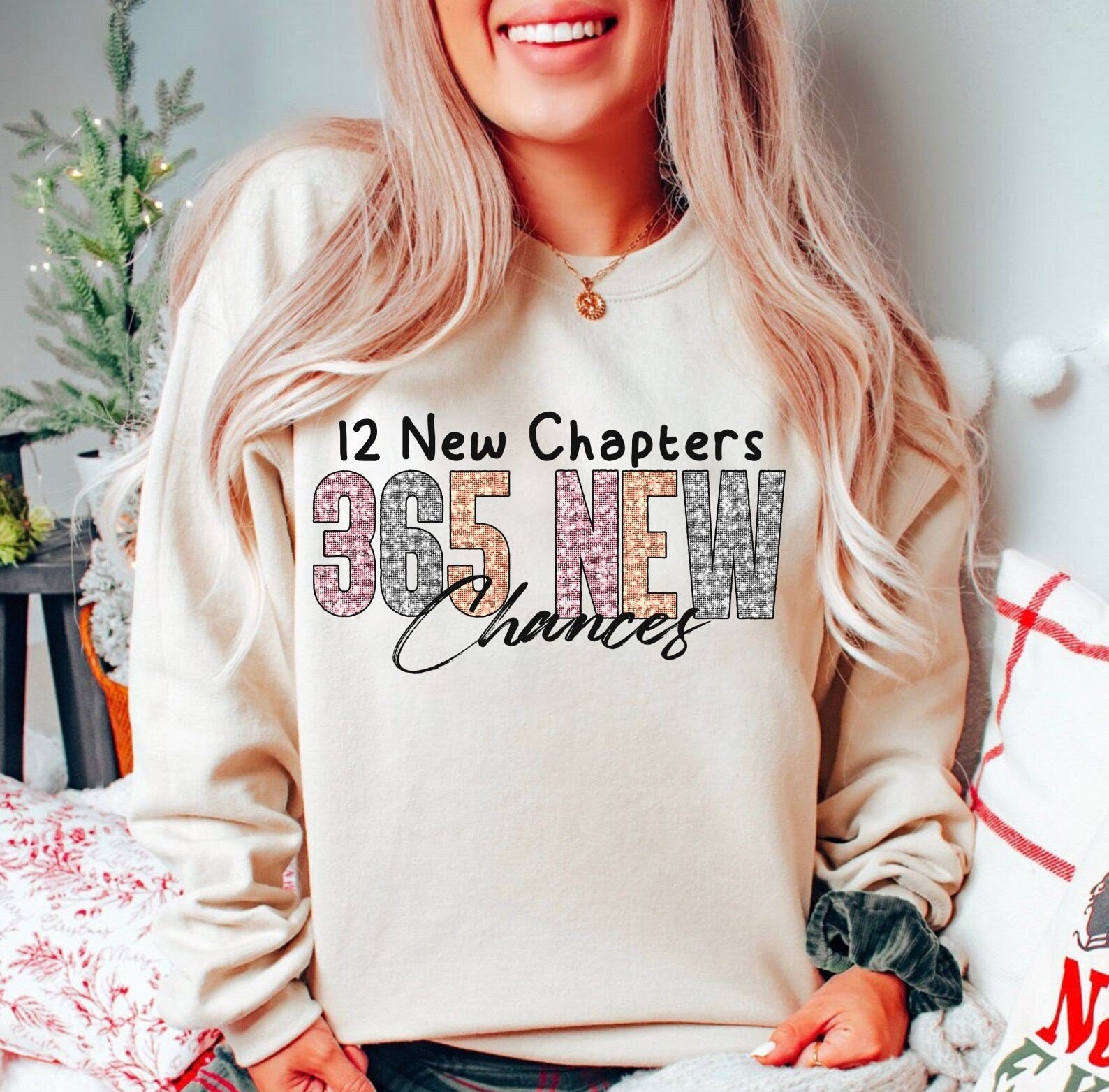 365 Chances: New Year PNG, Simple Design, Sublimation Download, Glitter Sequins 2024 - VartDigitals