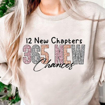 365 Chances: New Year PNG, Simple Design, Sublimation Download, Glitter Sequins 2024 - VartDigitals