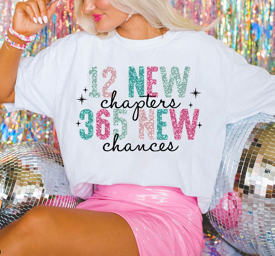 New Year PNGs: 12 Chapters, 365 Chances, Simple Designs, Sublimation Download, Glitter Sequins 2025 - VartDigitals