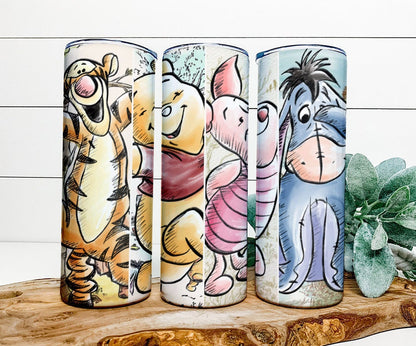 Bundle Retro Pooh Tumbler Wrap, Vintage Tumbler Wrap, Cartoon Tumbler Wrap, Happy Valentine Day, Winnie Tumbler Wrap PNG,Spring Tumbler PNG - VartDigitals