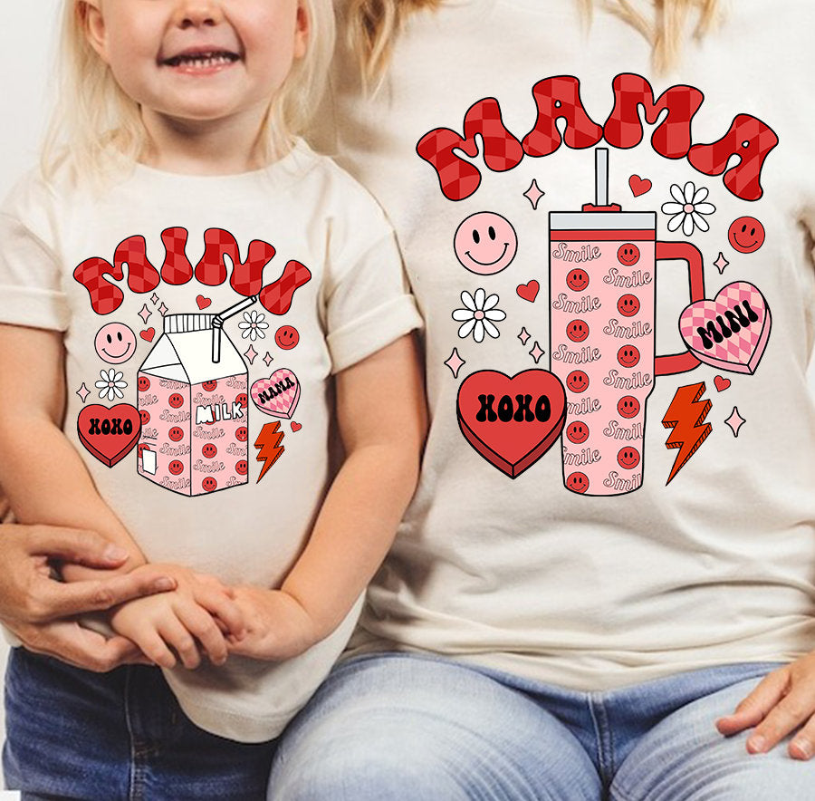 Mama Mini Matching Valentines png, Valentine Day Png , Retro Valentines Heart, Mama and Mini Valentine Png, Matching Valentine Shirts - VartDigitals