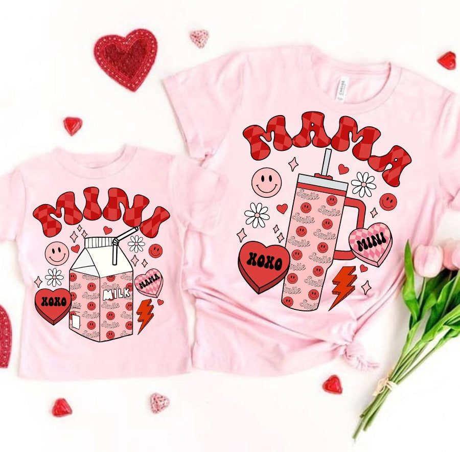 Mama Mini Matching Valentines png, Valentine Day Png , Retro Valentines Heart, Mama and Mini Valentine Png, Matching Valentine Shirts - VartDigitals