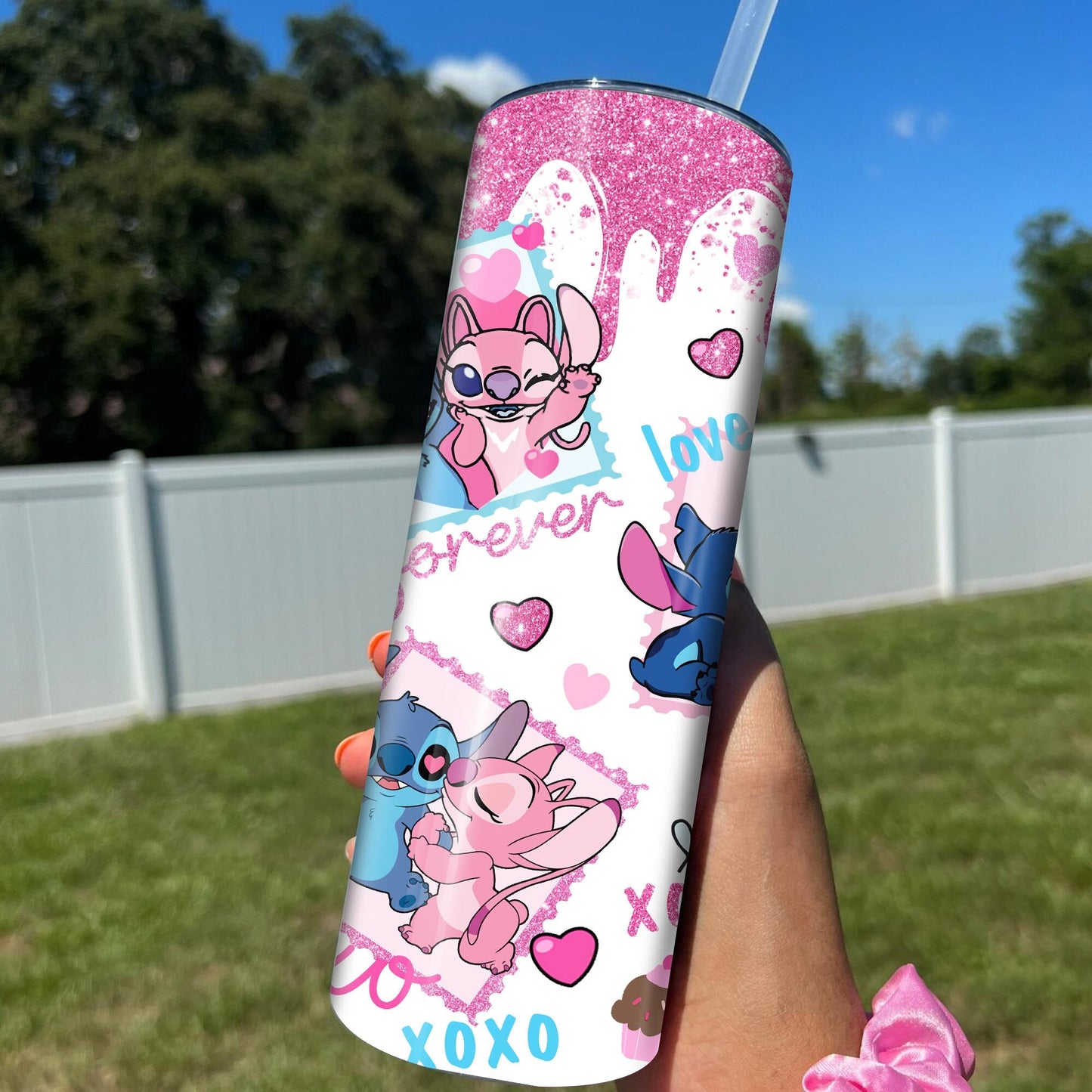 Cartoon Valentine Tumbler Wrap, Stitch Pink Valentine Inflated Tumbler Wrap, 20oz Stitch Valentine Tumbler, Happy Valentine Day,PNG Download - VartDigitals