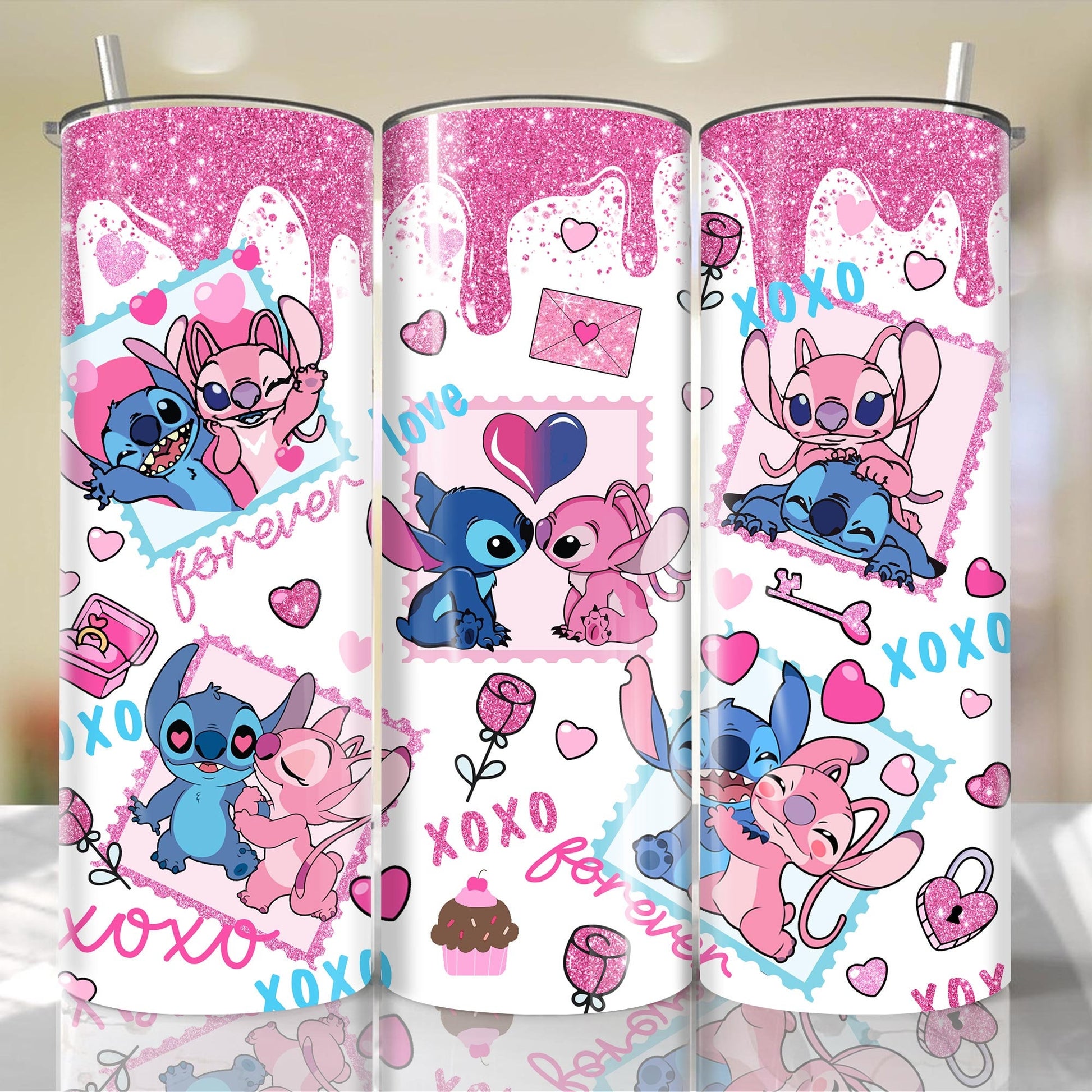 Cartoon Valentine Tumbler Wrap, Stitch Pink Valentine Inflated Tumbler Wrap, 20oz Stitch Valentine Tumbler, Happy Valentine Day,PNG Download - VartDigitals