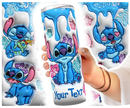 Personalized Inflated Stitch Tumbler PNG, 3D Stitch Tumbler Wraps 20oz Skinny Sublimation Digital Downloads 3D Puffy Design Sublimation - VartDigitals