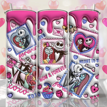 3D Jack And Sally Valentine Tumbler Design PNG, 3D Inflated Valentine Tumbler Wraps, 20oz Skinny Tumbler, Xoxo Png, PNG Digital Download - VartDigitals