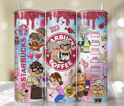 Carl And Ellie Valentine Tumbler Design PNG, Cartoon Valentine Tumbler Wraps, 20oz Skinny Tumbler, Valentine Coffee Png,PNG Digital Download - VartDigitals