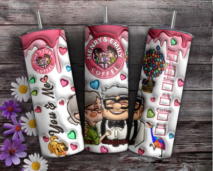 Personalized 3D Inflated Carl And Ellie Valentine Tumbler Wrap, 3D Valentine Coffee Tumbler Wrap, 20oz Up Valentine Tumbler, Valentine Png - VartDigitals