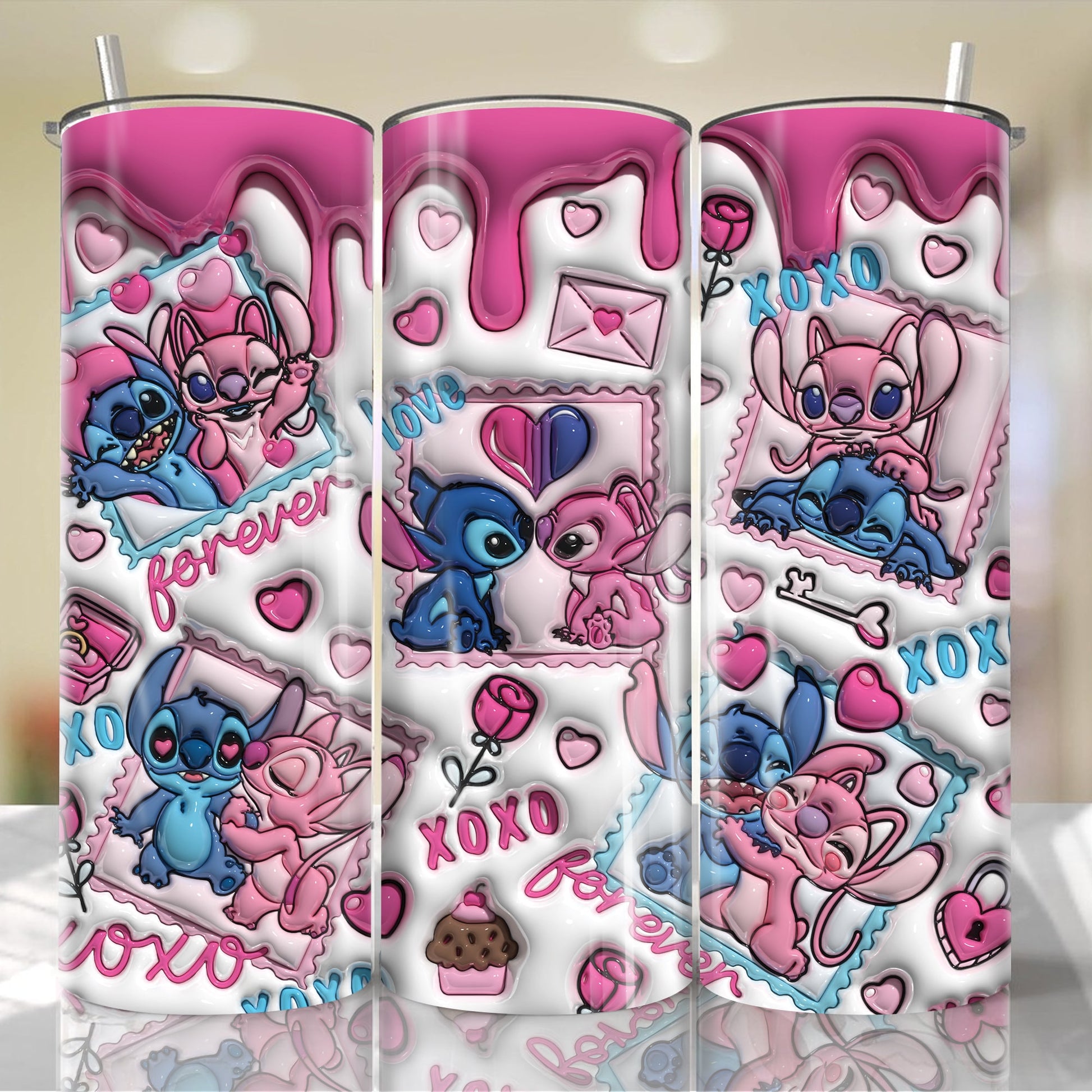 3D Inflated Stitch Valentine Tumbler PNG, 3D Stitch Inflated Valentine Tumbler Wraps,20oz Skinny Tumbler, Valentine Png, PNG Download - VartDigitals