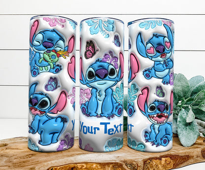 Personalized Inflated Stitch Tumbler PNG, 3D Stitch Tumbler Wraps 20oz Skinny Sublimation Digital Downloads 3D Puffy Design Sublimation - VartDigitals