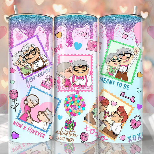 Cartoon Valentine Tumbler Wrap, Carl And Ellie Valentine Inflated Tumbler Wrap, 20oz Up Valentine Tumbler, Happy Valentine Day,PNG Download - VartDigitals