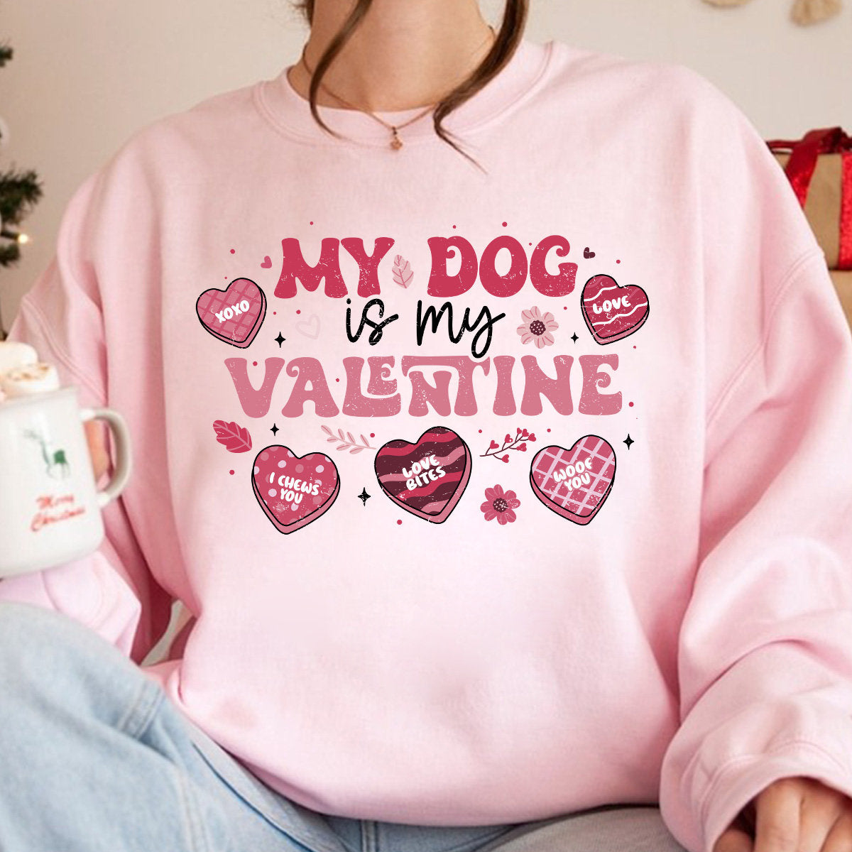 My Dog is My Valentine Shirt Png, This Dog Mom Wears Her Heart on Her Sleeve Png, Dog Paw Png, Custom Dog Name shirt Png, Dog Mom,Dog Mama 1 - VartDigitals