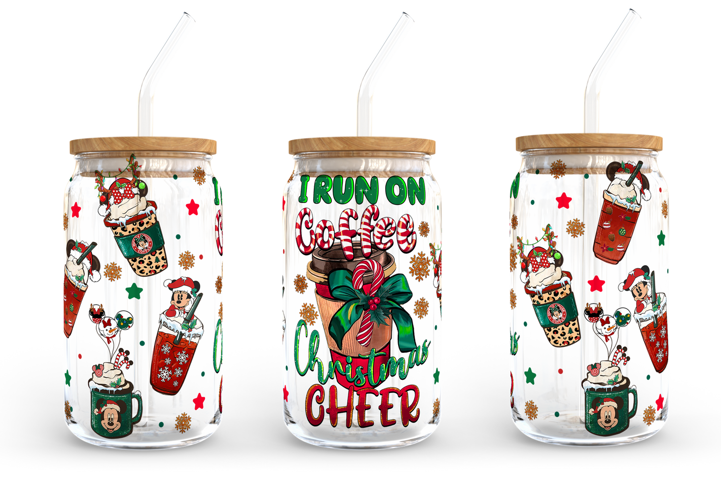 Cartoon Weihnachtskaffee Designs, 16oz Libbey Glasdose, Mickey Minnie Kaffee, Pooh Kaffee, Grinch Kaffee, Bierdose Glas, Sofortiger Download