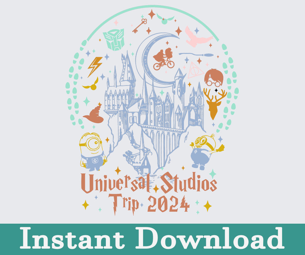 Universal Studio 2024 Png, 2024 Familienausflug Png, Universal Studios Ausflug, Universal Bundle Png, Sublimation Design, Png Download 12