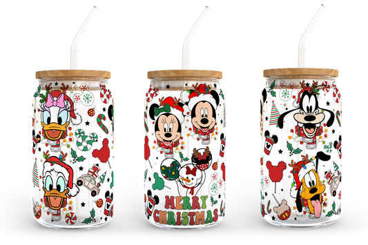 Cartoon Weihnachten 16oz Libbey Dose Cartoon PNG, 16oz Glasdose Wrap, 16oz Libbey Dose Glas, Weihnachtsbecher Wrap, Vollglas Dose Wrap