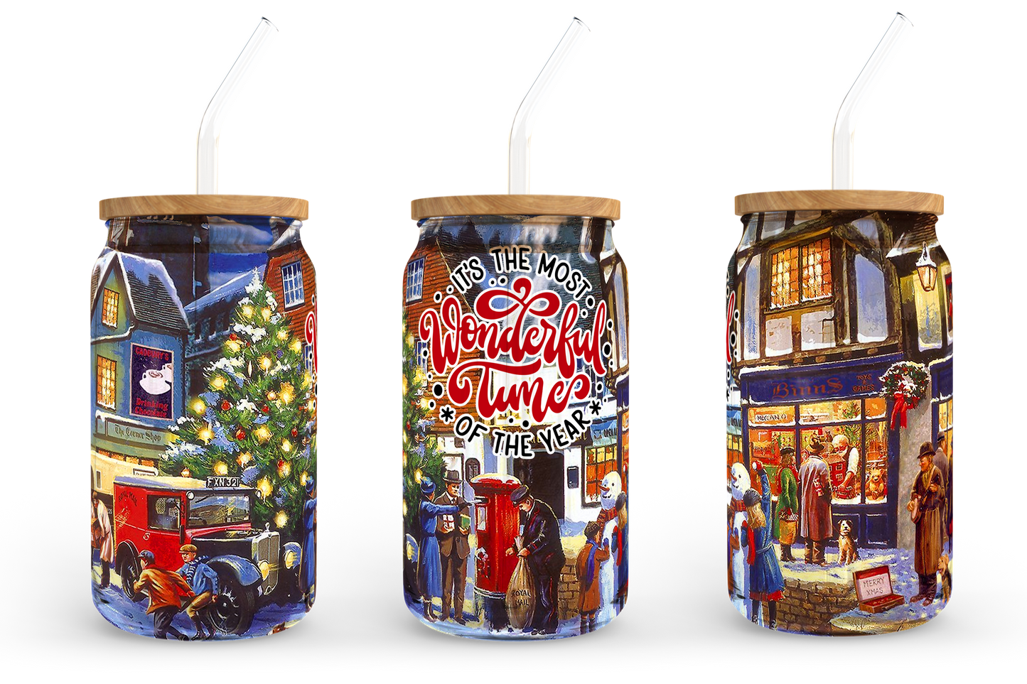 It's the most wonderful time of the year, 16oz Libbey Glass Can Wrap Sublimation Design