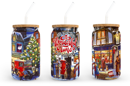 It's the most wonderful time of the year, 16oz Libbey Glass Can Wrap Sublimation Design