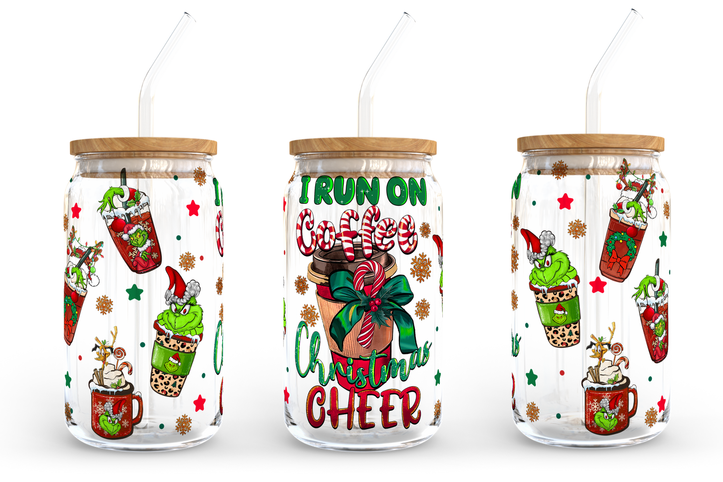 Cartoon Weihnachtskaffee Designs, 16oz Libbey Glasdose, Mickey Minnie Kaffee, Pooh Kaffee, Grinch Kaffee, Bierdose Glas, Sofortiger Download